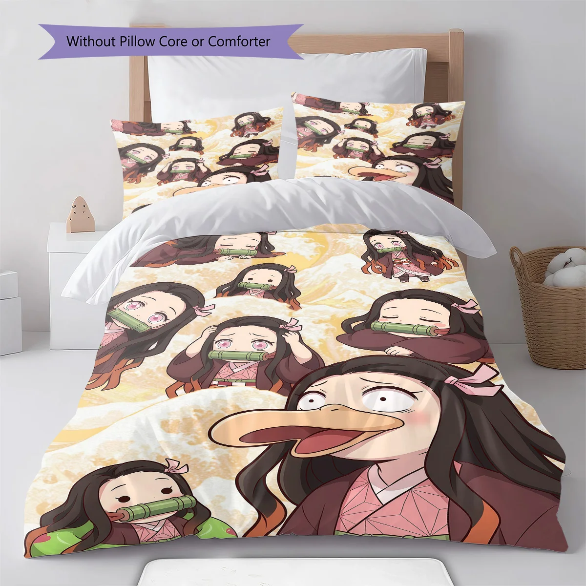 Nezuko Soft Quilt Cover Duvet Cover Bedding Set Comforter Cover Bedroom Home Decorative Style -QJY