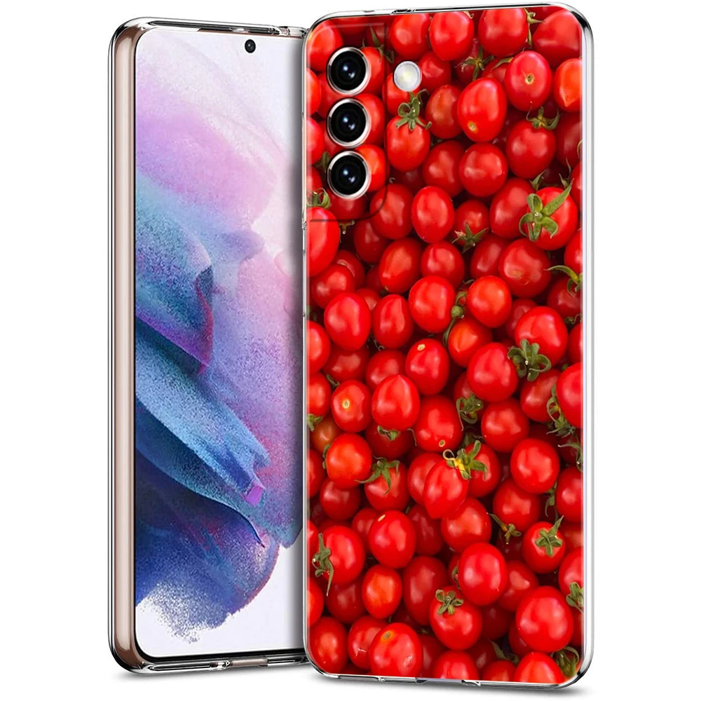 Fruits Tomatoes Pattern Case for Samsung Galaxy S24 S23 S22 S20 S21 FE Ultra S24 S23 S10 S10E S9 S8 Plus 5G Transparent Shell