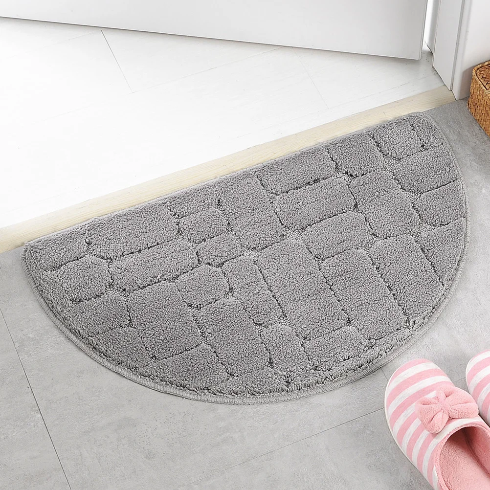 

Superfine Fiber Absorbent Bath Mat Semicircle For Bathroom Kitchen Room Light Camel Color Water Absorption Doormat