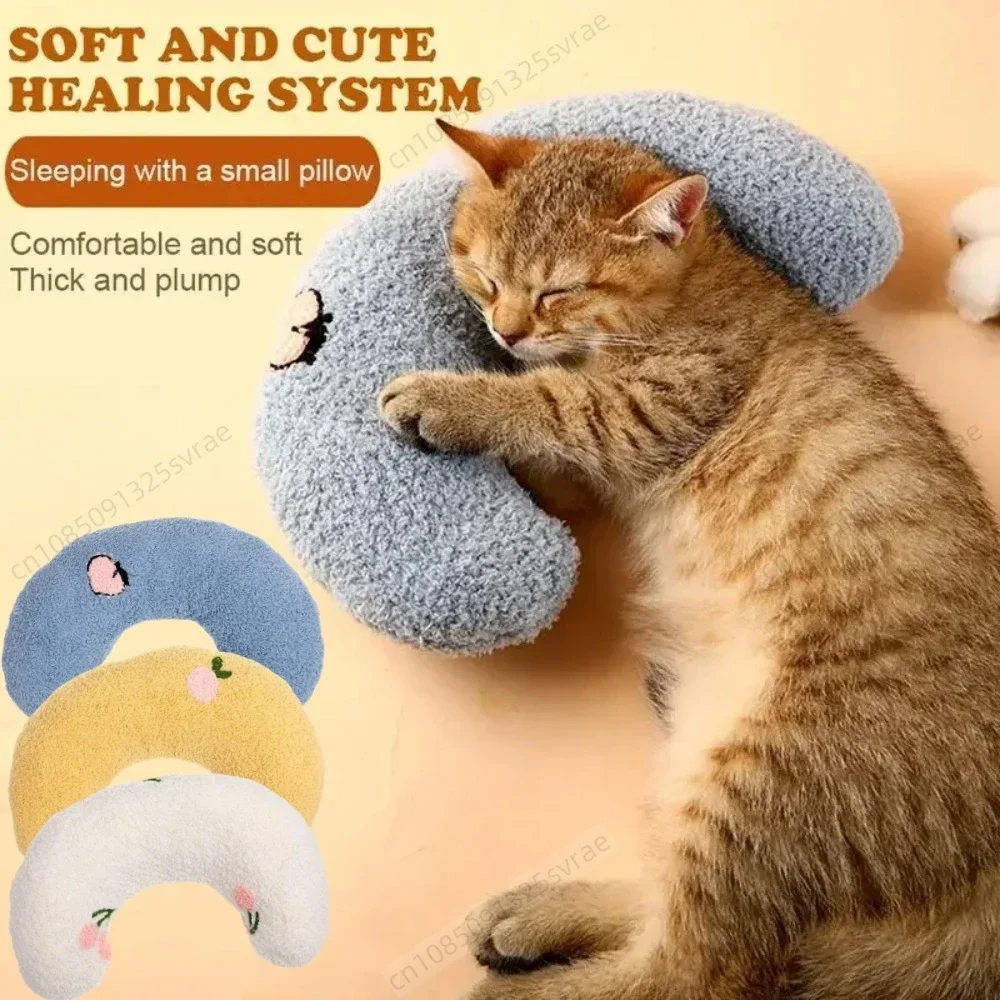 Cute Pillow for Pet Cats Dogs Sleeping Mat Neck Guard U-shaped Pillow Soft and Thick Bite Resistant Winter Warm Comfort Pillow