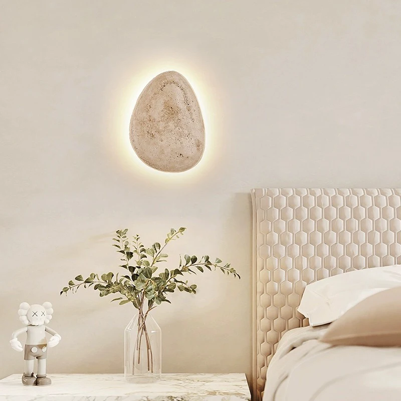 Led Wall Lamp Yellow Cave Stone Pebble Light Cream Style Bedroom Bedside Living Room Creativity Individuality Warm Lighting