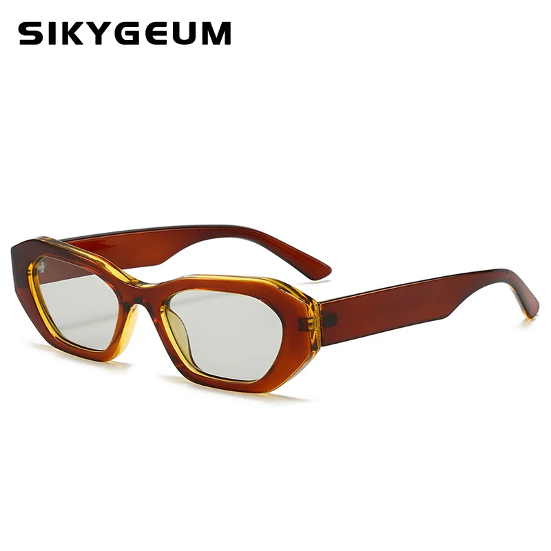 SIKYGEUM Retro Oval Men Rivets Sunglasses Fashion Clear Ocean Gradient Lens Eyewear UV400 Women Trending Yellow Blue Sun Glasses