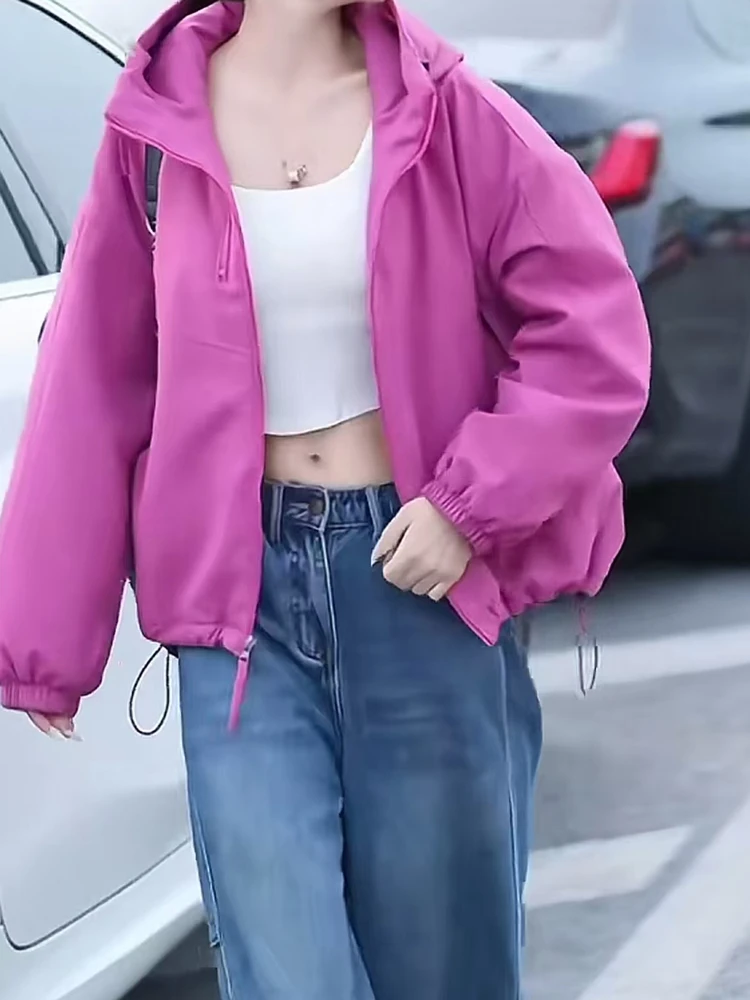 

Women's Outdoor Windproof Hooded Jacket Double Zipper Loose Casual Cotton-filled Coat Fall Winter Versatile Comfortable Outer...