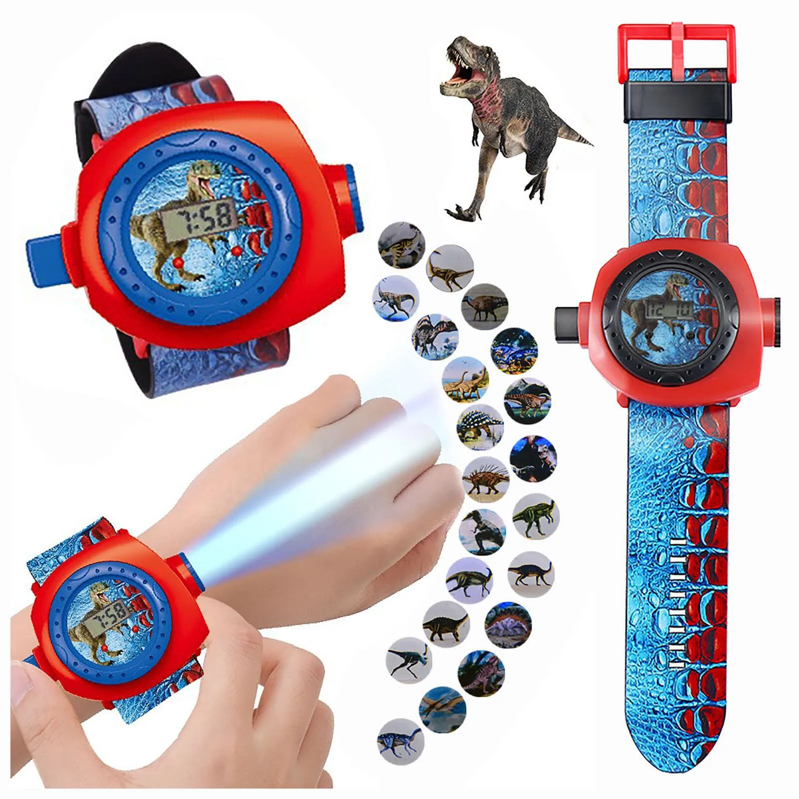 24 Imagic Projection Children Watches Dinosaur Animal Cartoon Watch Kids Digital Clock Boys Student Electronic Wristwatches Gift