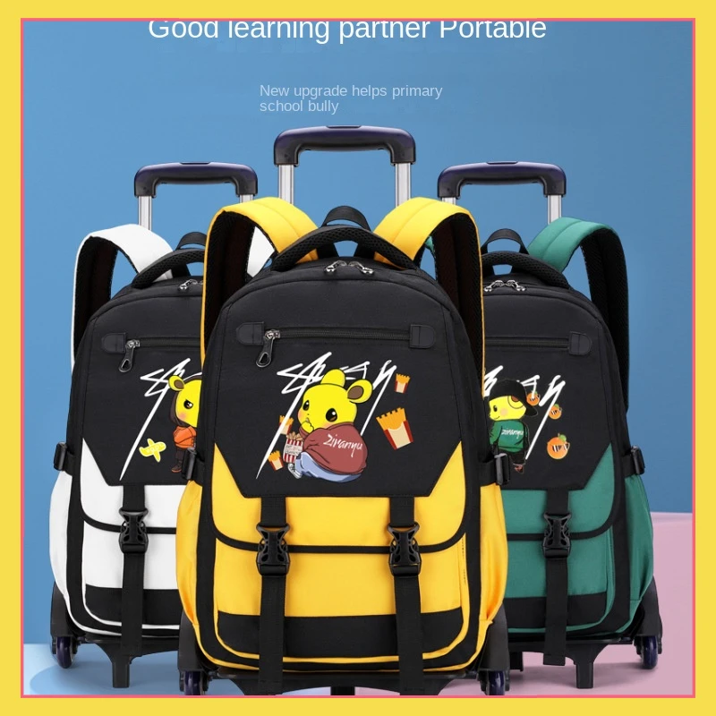 

New Pokemon Anime Rod School Bag 2-6 Grade Six Wheel Climbing Ladder Children's School Bag