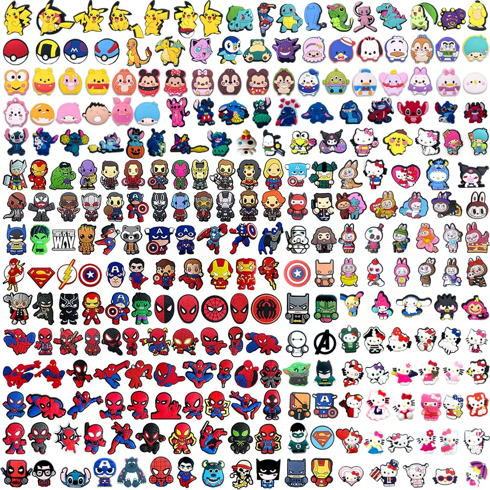 Random 10-100Pcs MINISO Disney Sanrio Series Shoe Charms For Sandals Beach Bags, DIY Shoe Decorations Accessories Shoes Pins