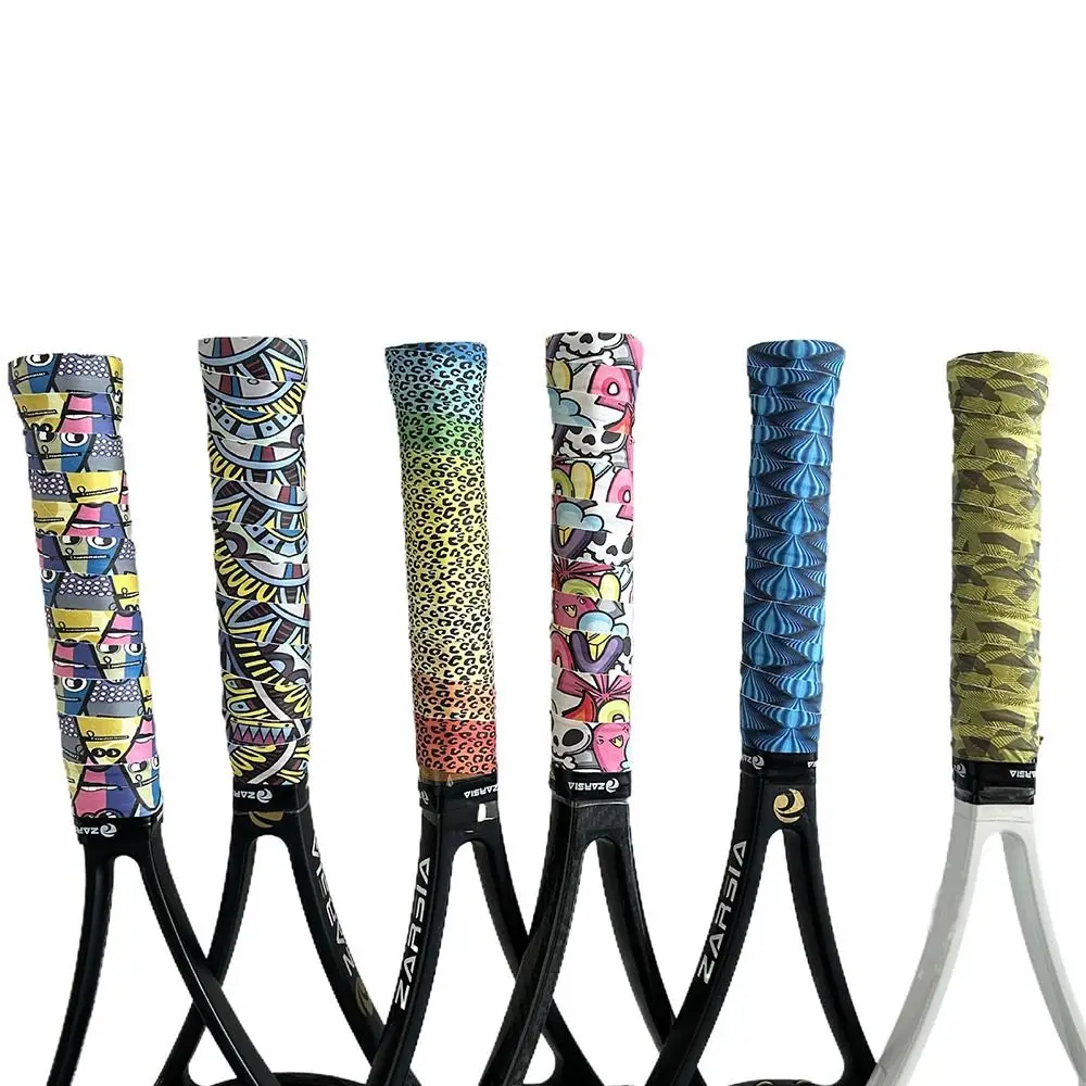 متعدد الألوان مضرب بدمنتون Overgrips الطباعة الجديدة ذاتية اللصق مضرب تنس العصابة امتصاص الصدمات لوازم رياضية