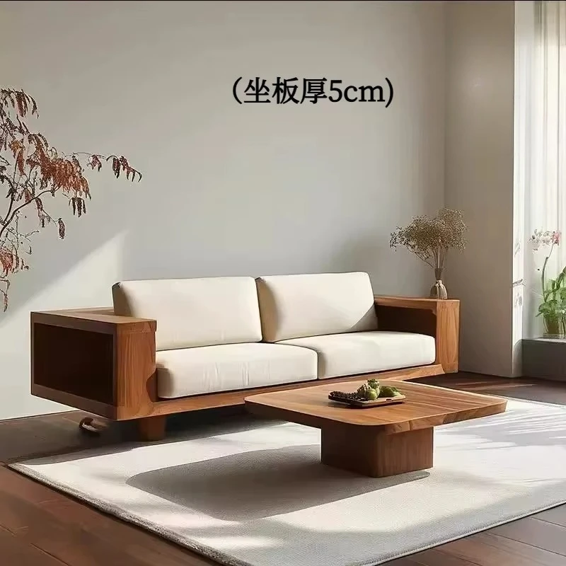 Living room solid wood sofa hotel homestay model room sofa