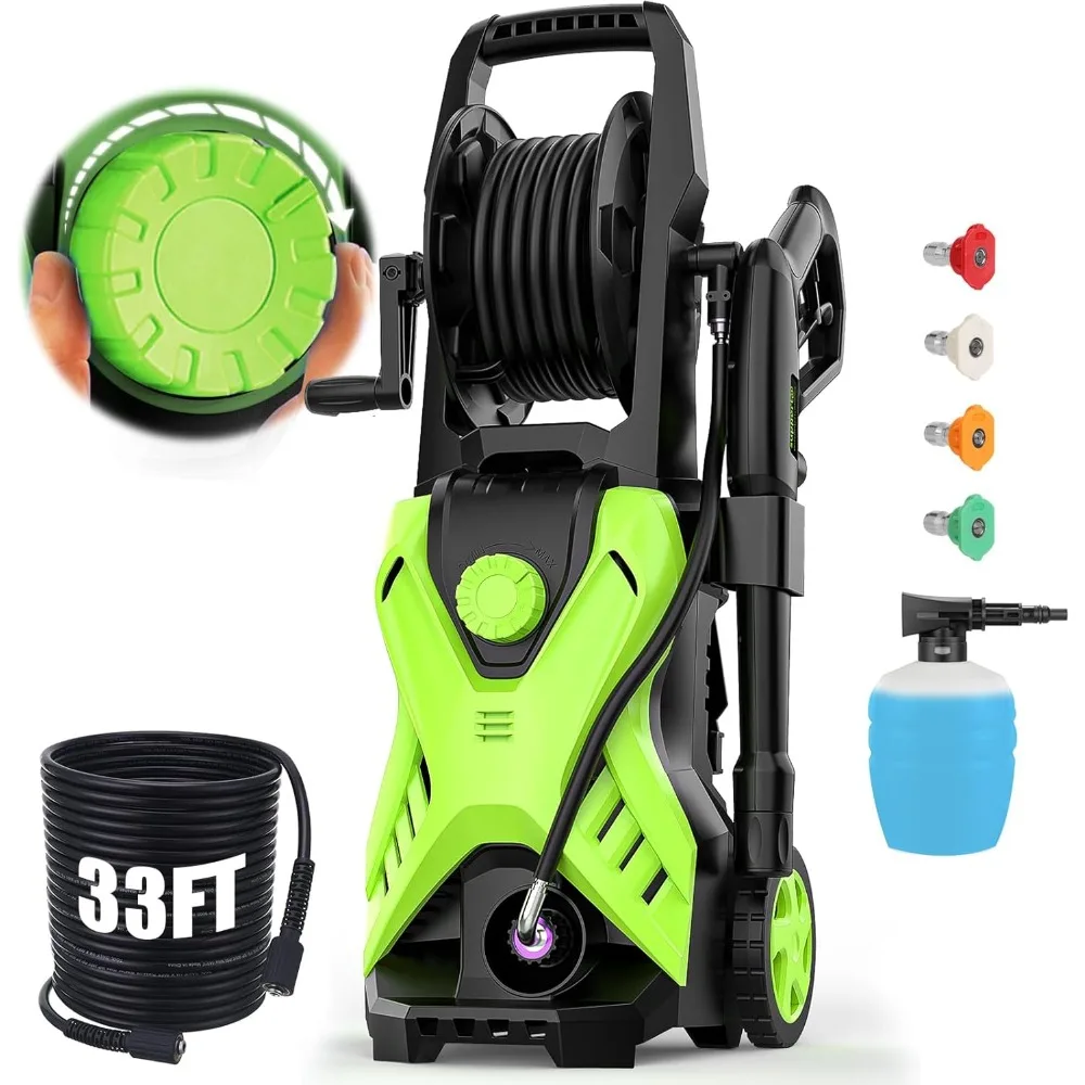Pulitore elettrico da 5000 PSI 4,0 GPM con tubo da 33 piedi, 4 ugelli e cannone in schiuma da 500 ml, macchina pulitrice per la casa, autolavaggio