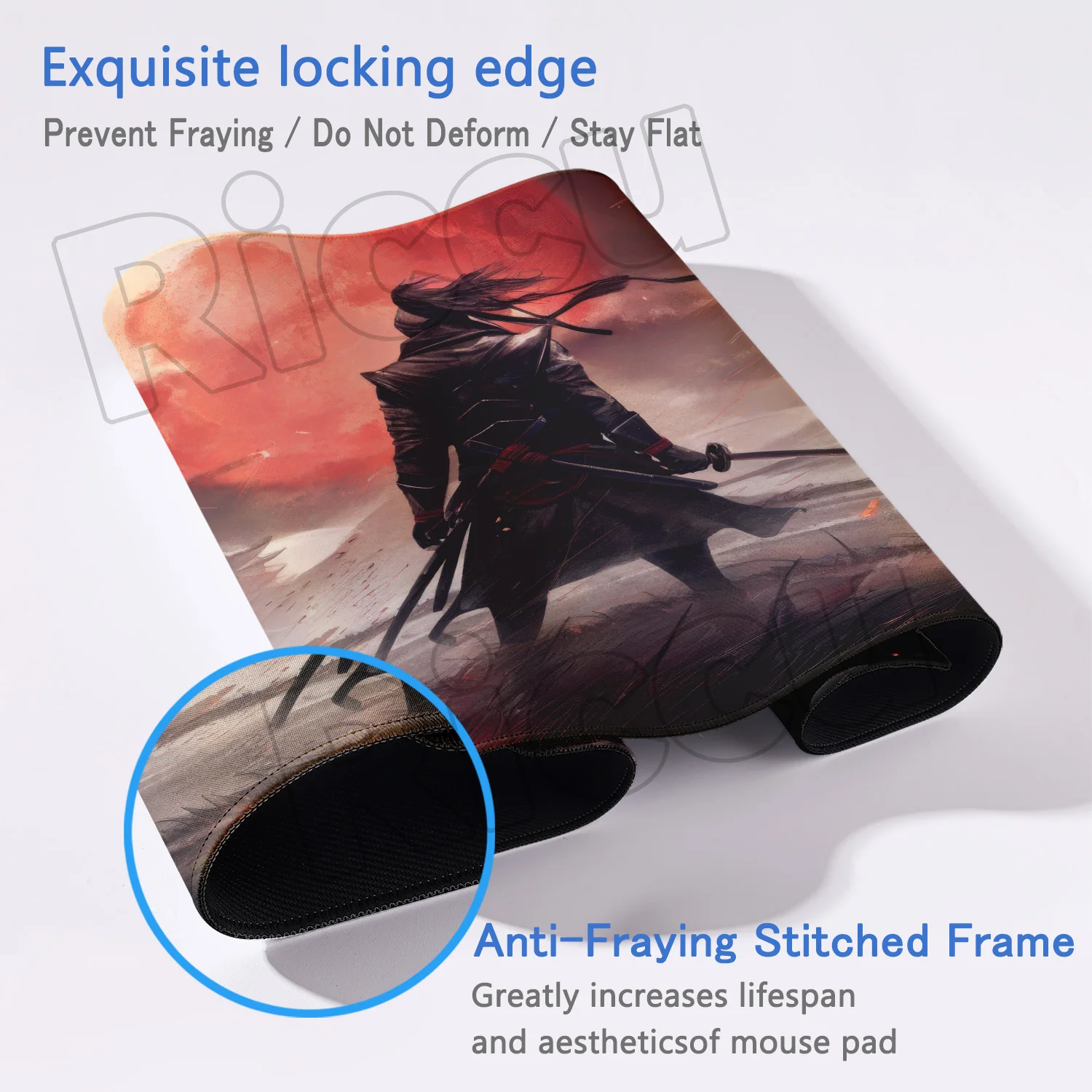 Mouse Pad Gamer Samurai Warrior Computer Accessories Keyboard Table Mat Black Mousepad Company Gaming Laptop Desk Accessory Pc