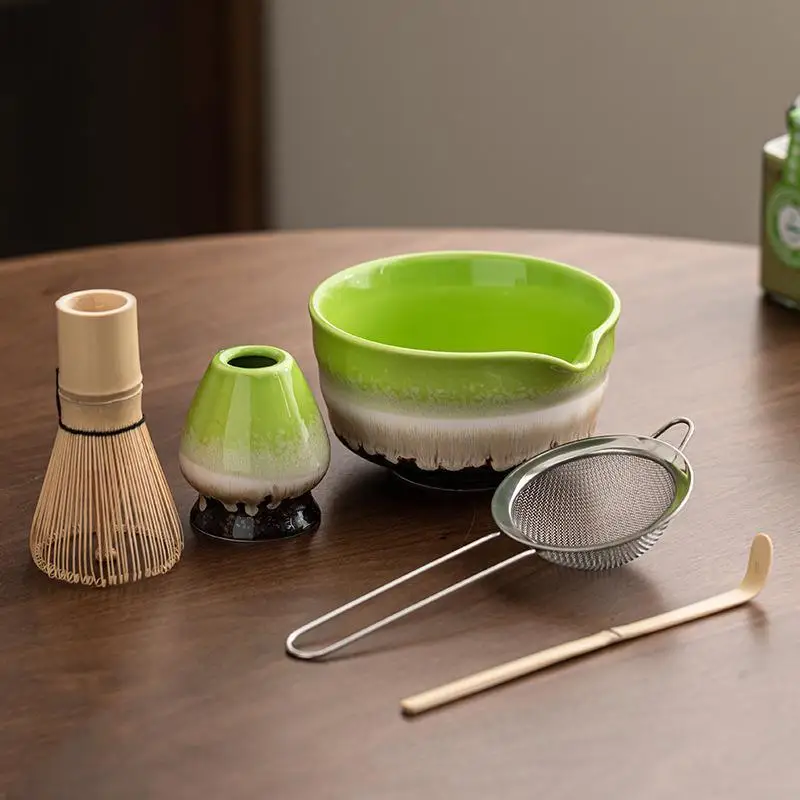 Japanese 5-Piece Matcha Tea Set, Bamboo Whisk, Tea Spoon, Tea Bowl, Whisk Stand, Tea Strainer, Gift For Tea Enthusiasts