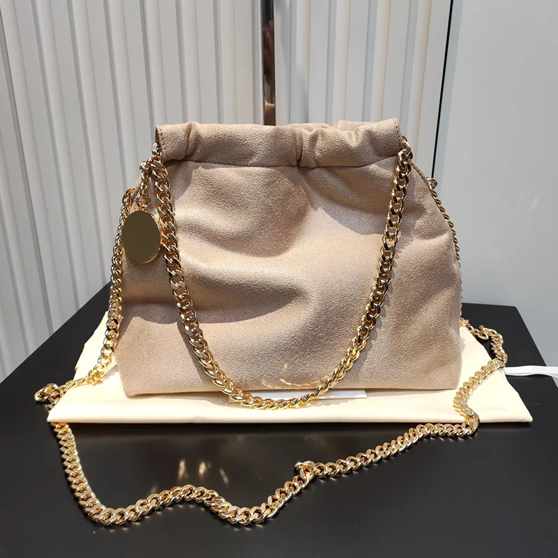2025 New Single Shoulder Crossbody Bag Fashion Versatile Drawstring Handbag Light Luxury Design Women's Chain Bag Large Capacity