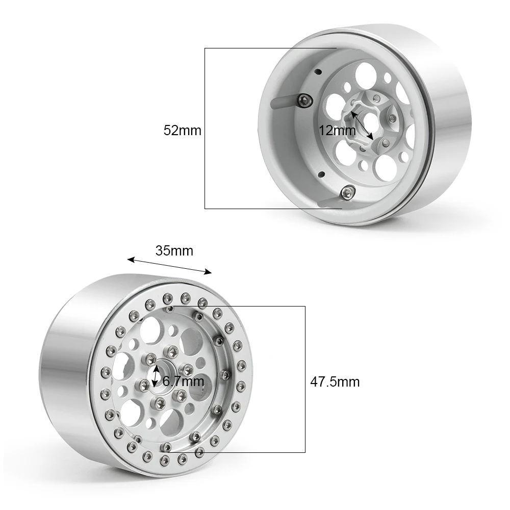 MIBIDAO 2.2 inch 35mm Aluminum Alloy Beadlock Wheel Rims for Axial SCX10 Wraith 90018 TRX4 1/10 RC Crawler Car Upgrade Parts