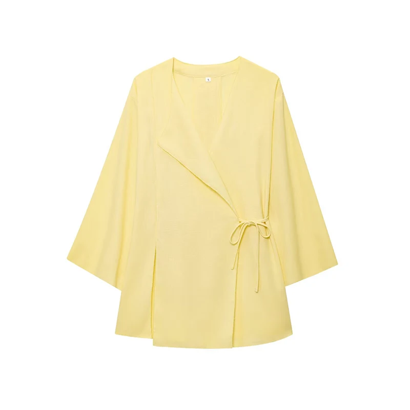 Комплекты широких брюк, комплект из 2 предметов, женское модное кимоно на шнуровке, топы, женский костюм, комплект из двух предметов, весенний женский наряд