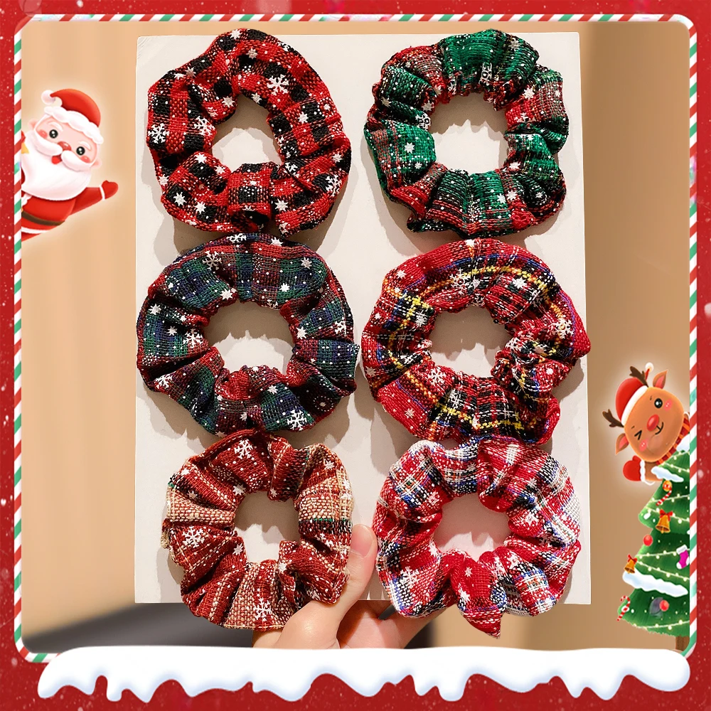 クリスマスをテーマにした冬の伸縮性のあるヘアバンド、雪の結晶の要素を備えた女性用ホリデーギフトヘアタイ、お団子やポニーテールのスタイリングに