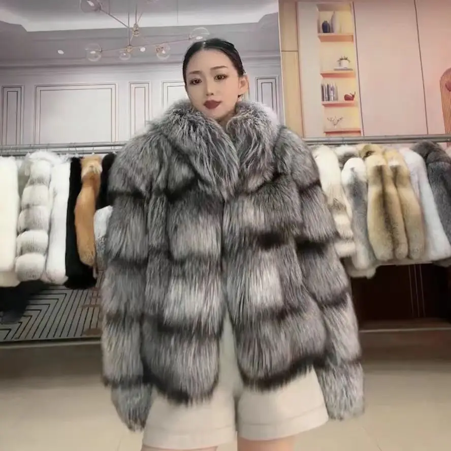 Fox King Coat Silver Fox Coat White Fox Coat Real Fox Women\'s Fur Women\'s Clothing Whole Fox Skin Production Women\'s Fur Coat Fu