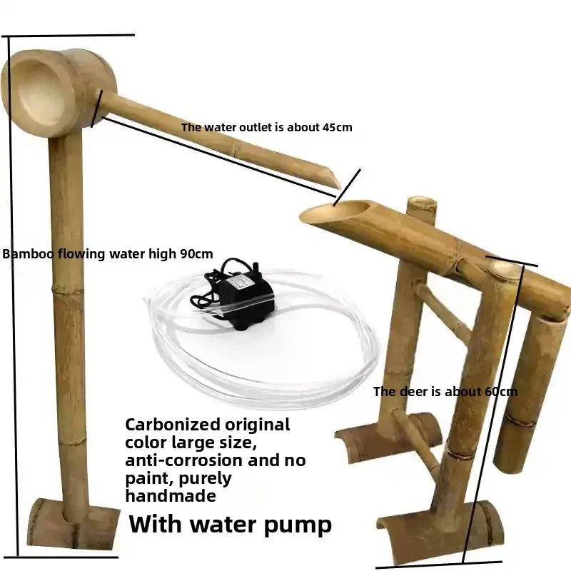 

Japanese-Style Flow Ornament Bowl - Bamboo & Stone Trough Design with Circulating Water Pump for Fish Tank/Landscaping
