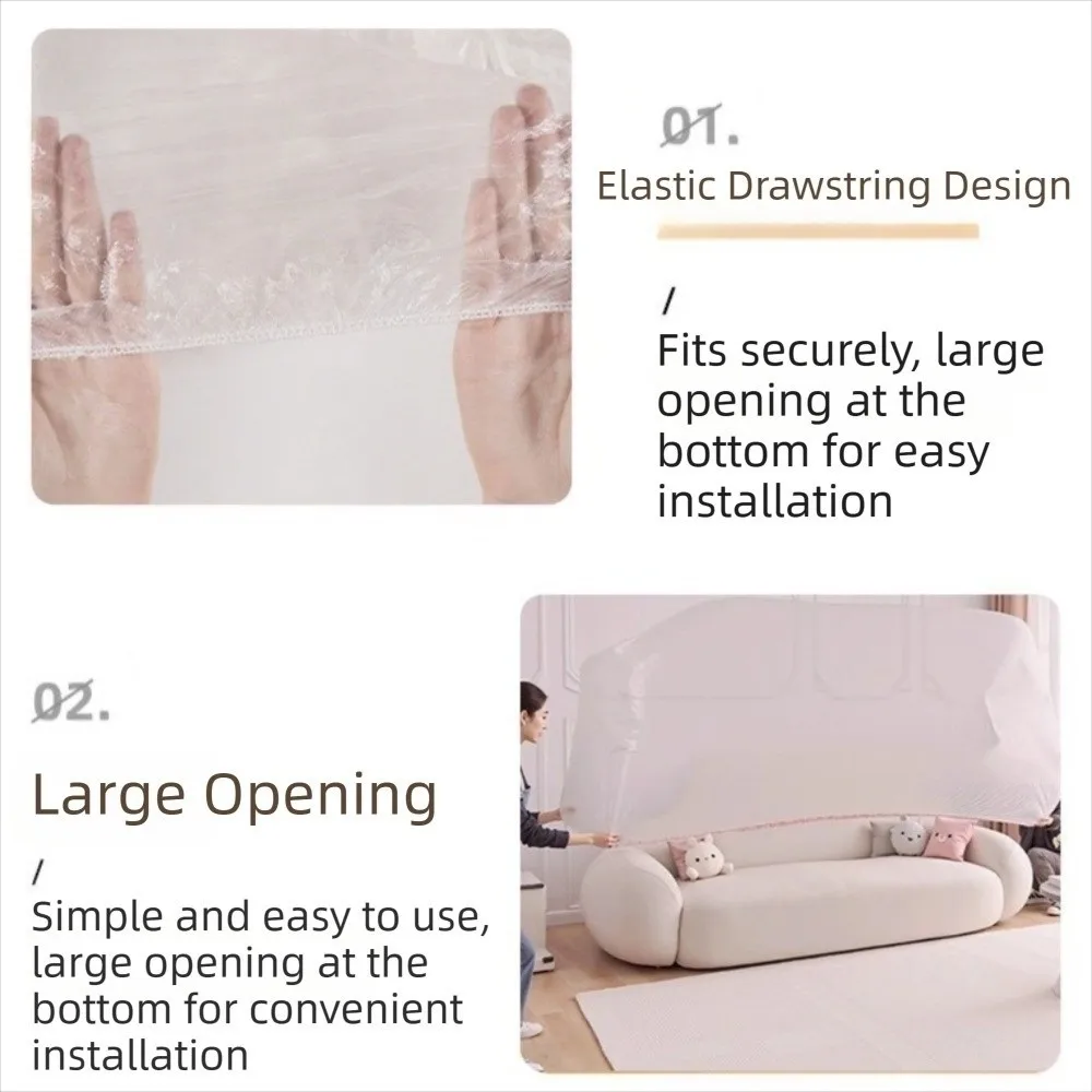 Transparent PE Furniture Dust Cover Elastic Bundle Mouth Waterproof Disposable Bed Cover Disposable Full Enclosure