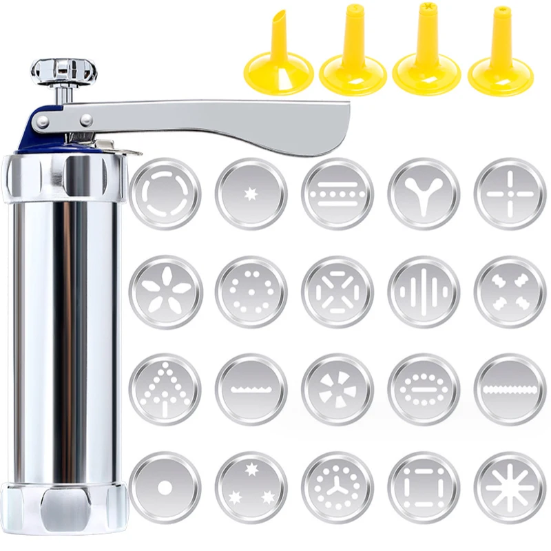 Cookie Mold Gun Baking Tool Aluminum Alloy Flower Mounting Mouth 20Pieces Soluble Bean Squeezing Flower Bag Set Baking ﻿