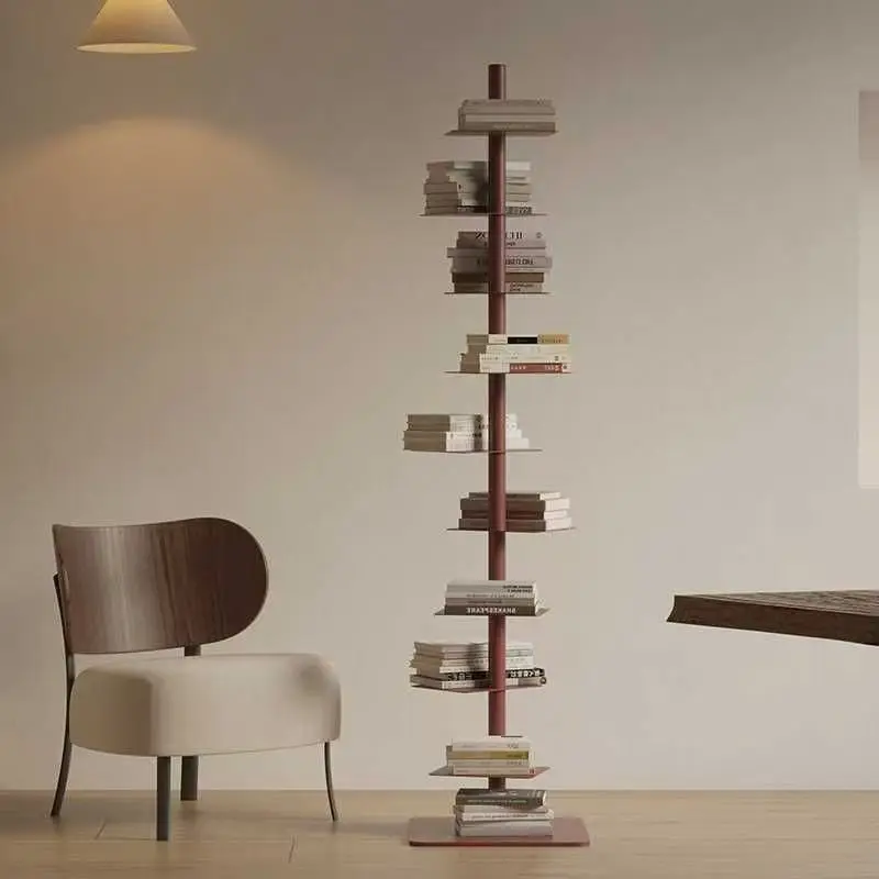 Invisible simple storage bookshelf Floor-to-ceiling living room Multi-layer wrought iron household corner shelf Bookcase