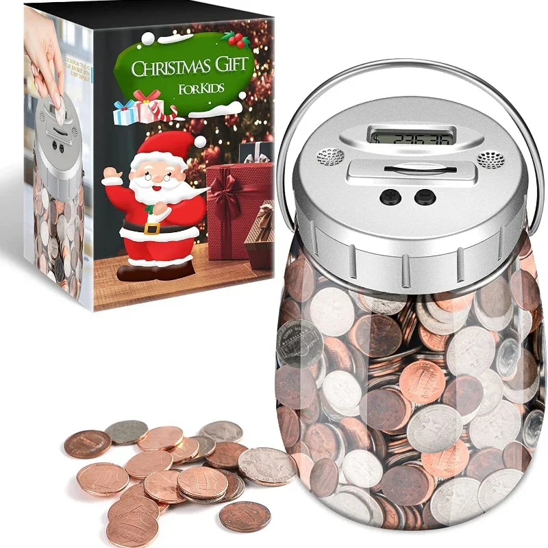 

SAR MXN PESO Intelligent Counting Piggy Bank, USD GBP POUNDS EURO Electronic Handle Coin Storage Cans, Money Box Savings