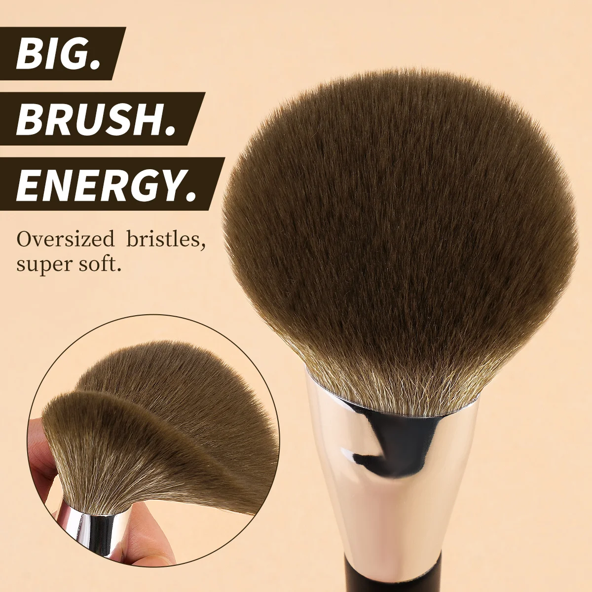 MAANGE Pennello professionale per cipria inclinato Grandi capelli morbidi e densi per polvere minerale Cosmetici Miscelazione Strumento di bellezza Pennello Kabuki