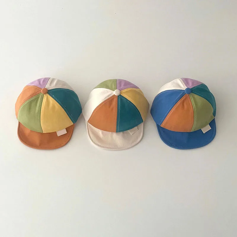 لطيف طفل قوس قزح بلغت ذروتها قبعة طفل موضة اللون كتلة بطة اللسان قبعة 3-18 متر صبي فتاة الرضع قبعة بيسبول الأطفال ظلة أقنعة #3