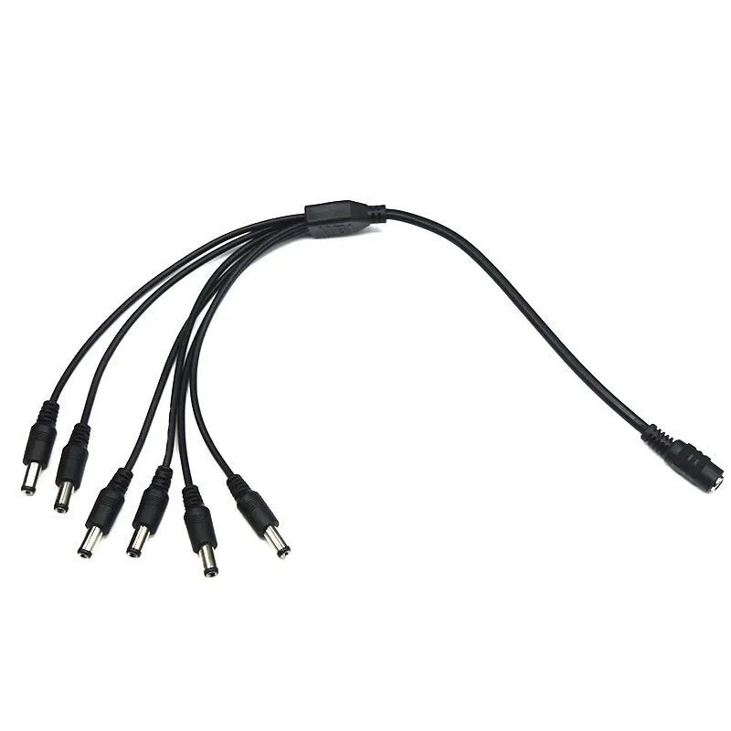 1/5/10pcs 12V DC Power 1 Female to 6 Male Splitter 5.5*2.1mm Plug Cable for CCTV Security Camera Power Supply Adapter C3