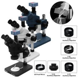 Mikroskop trójokularowy Simul ogniskowy ciągły Zoom mikroskop Stereo kamera wideo 4K 48MP 38MP do lutowania procesora PCB