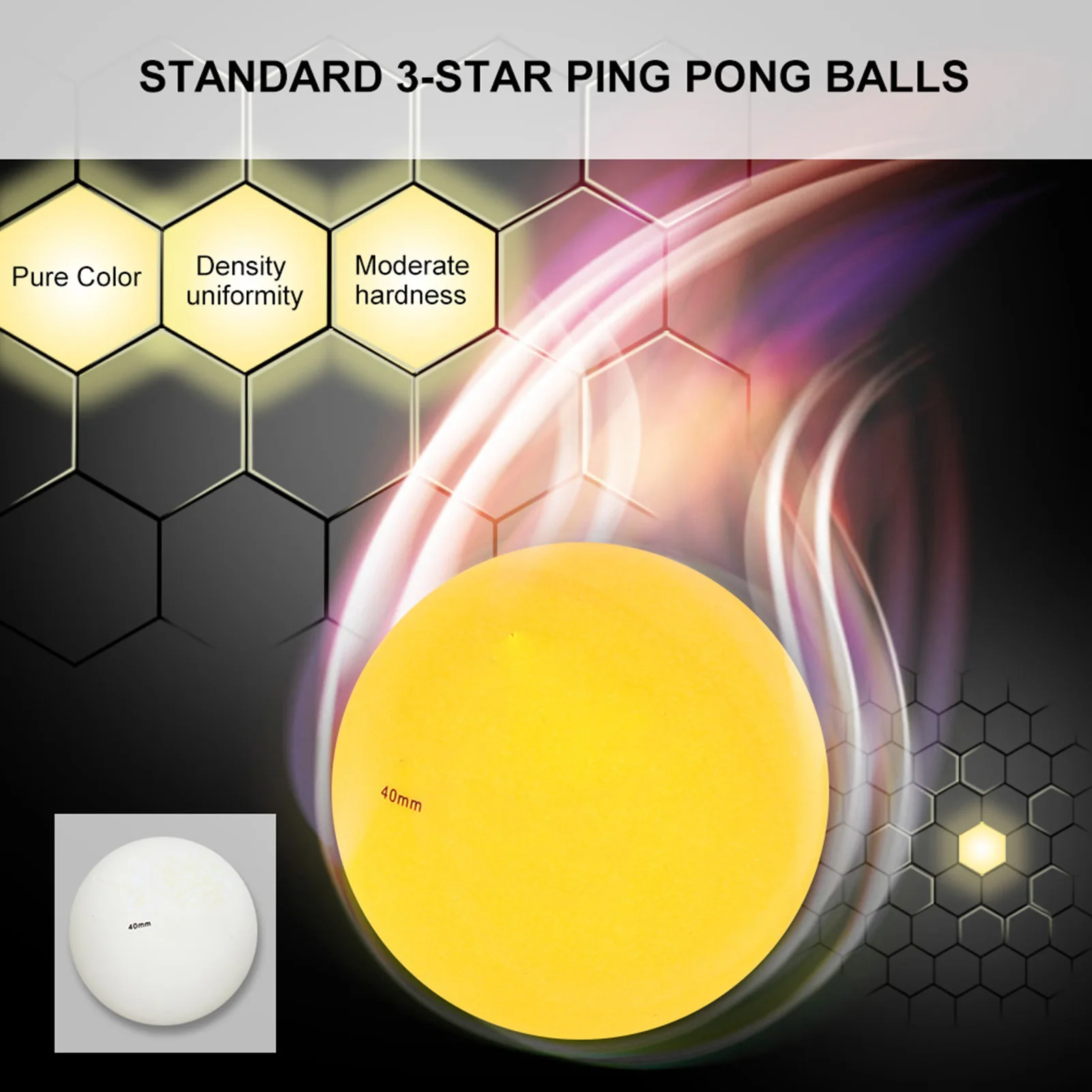 60 Pcs 3-Star Table Tennis Ball Ping Pong Balls for Competition Training Entertainment