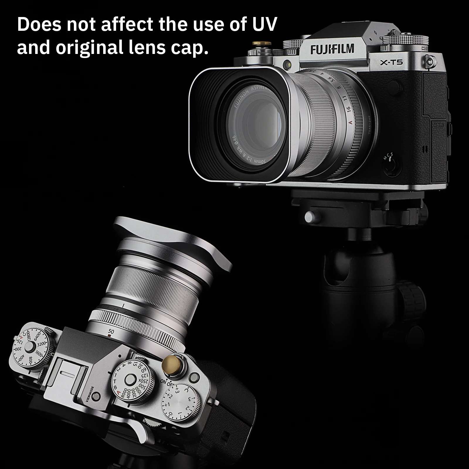 Haoge baioneta quadrado metal lente capa para fujifilm fuji fujinon xf 50mm f2 r wr lente prata LH-X50W, em xpro3 X-T50 xt5 X-T4