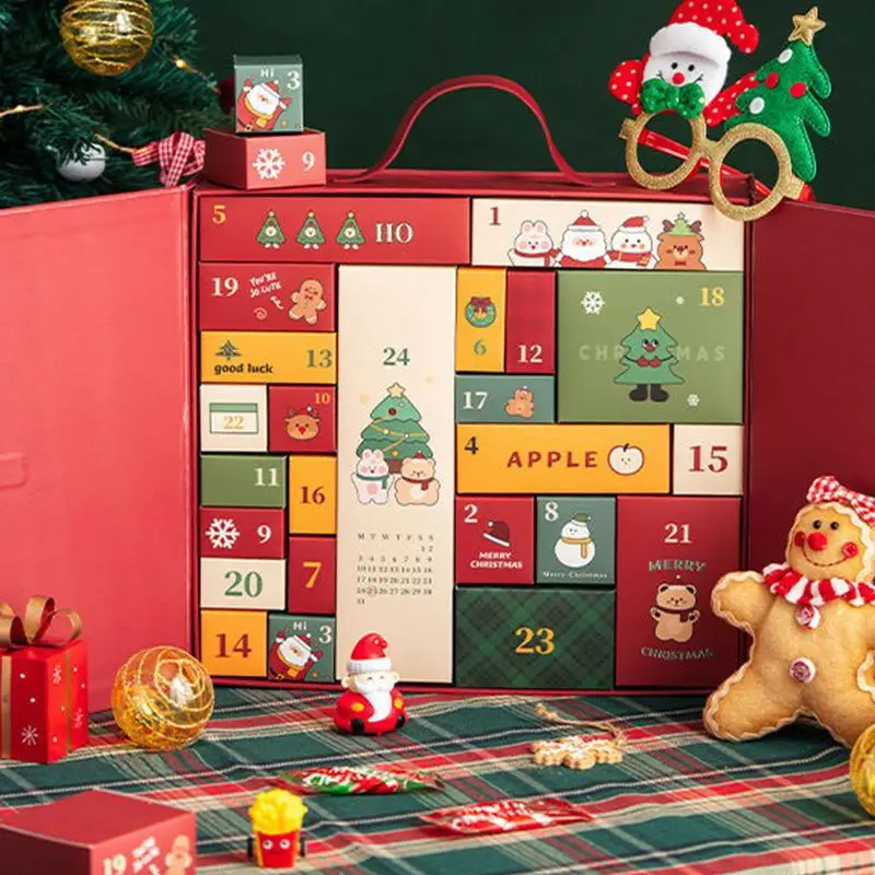 24pcs/set Christmas Advent Calendar Box Kraft Paper Candy Box 24 Days Countdown to Xmas Gift Boxes Navidad New Year Decorations