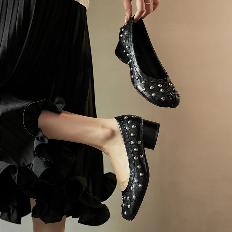 women-vintage-split-toe-rivet-decor-pumps-faux-leather-thick-block-heel-ballet-style-dress-shoes