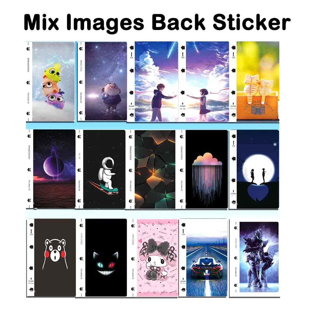 50Pcs Back Sticker Mix Images Mobile Phone Rear Glass Protector for Hydrogel HD Matte Privacy Film TPU Cutting Machine Plotter