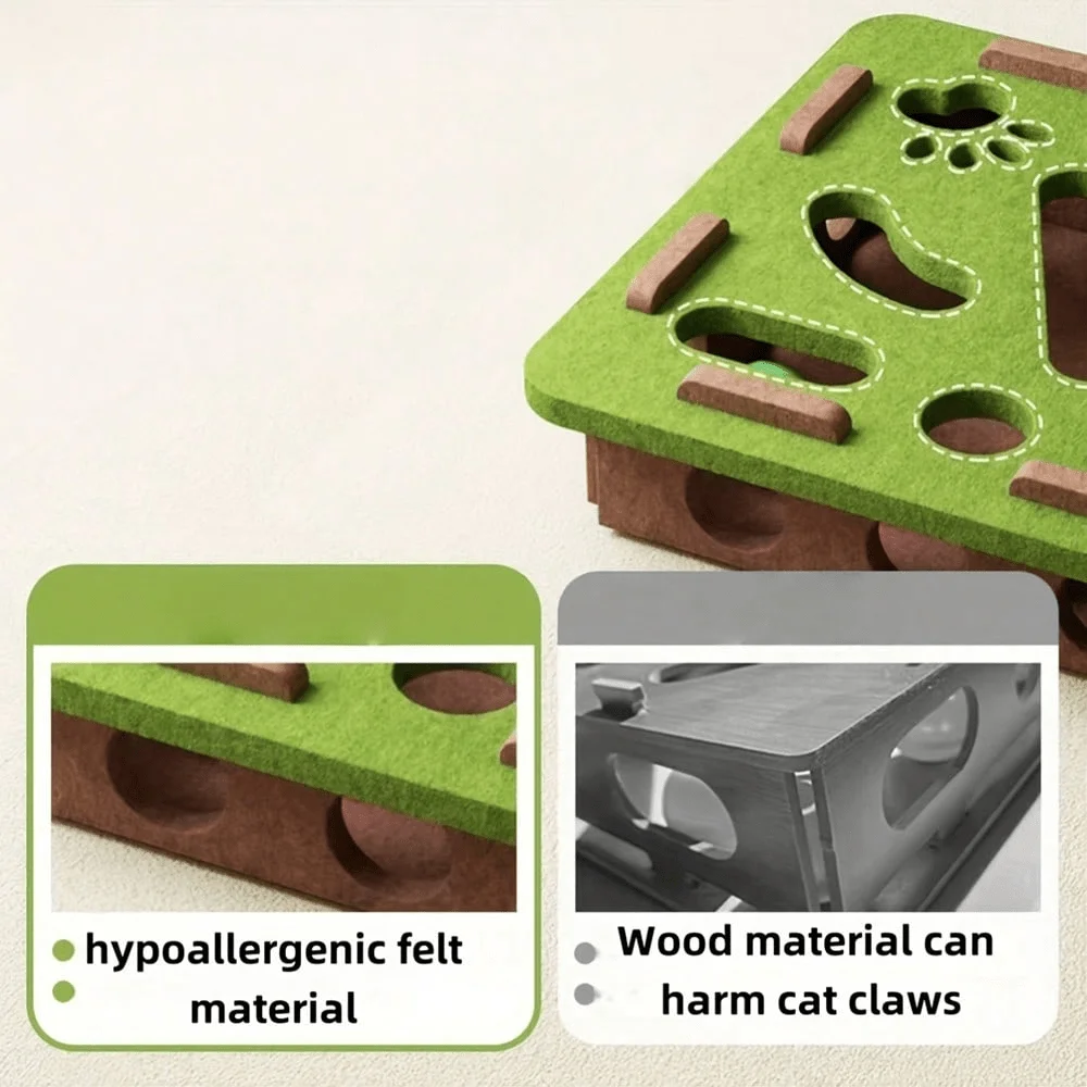 New Interactive Cat Toy, Cat Puzzle Toy With Maze Tunnel And Bell Ball, Durable Felt Material, Battery-Free, Suitable For Indoor Cats image 5
