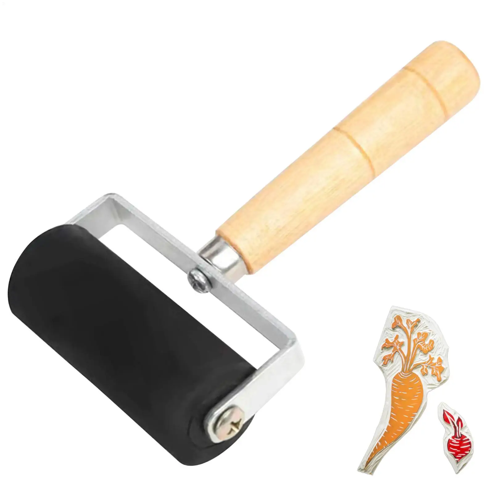 

Rubber Roller for Crafts Stamping Rollers with Wooden Handle Ink Applicator Stamping Tool for Printmaking Transfer Scrapbooking