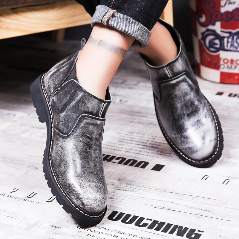 Men's Boots Plus Cotton Warm Retro Large Size Round Head Comfortable Fashion Wear-resistant Outdoor Trend In The New Style