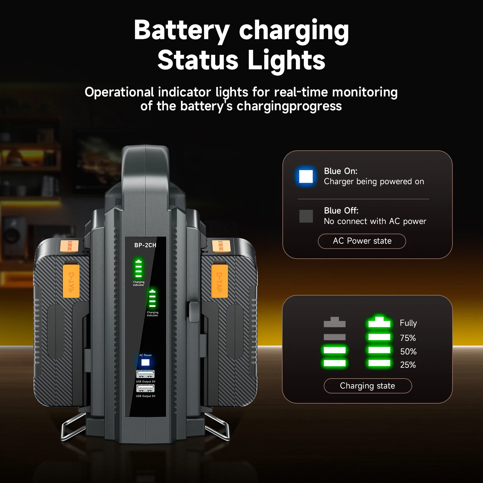 

Dual-Channel V-Mount Battery Charger V Lock Battery Charger PD Fast Charger for Most 14.4V 14.8V V Mount Batteries