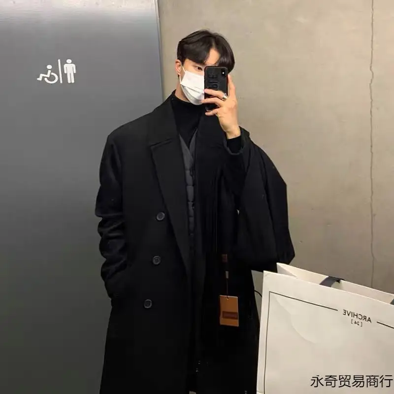 

Мужское пальто из шерстяной смеси с капюшоном, отложным воротником, классическое, традиционное, консервативное, стандартное, элегантное