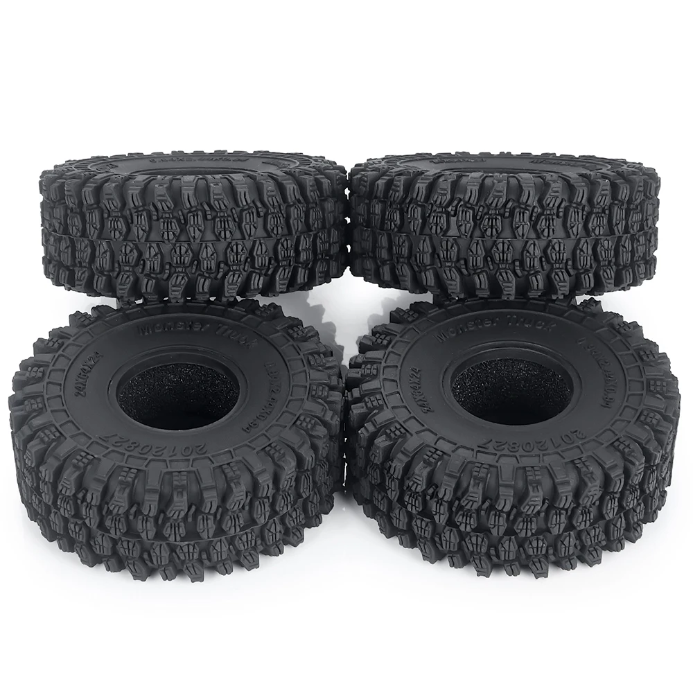 MIBIDAO 4Pcs 64/65mm Soft Rubber Wheel Tires For 1/18 TRX-4M Bronco Defender RC Crawler Car Parts