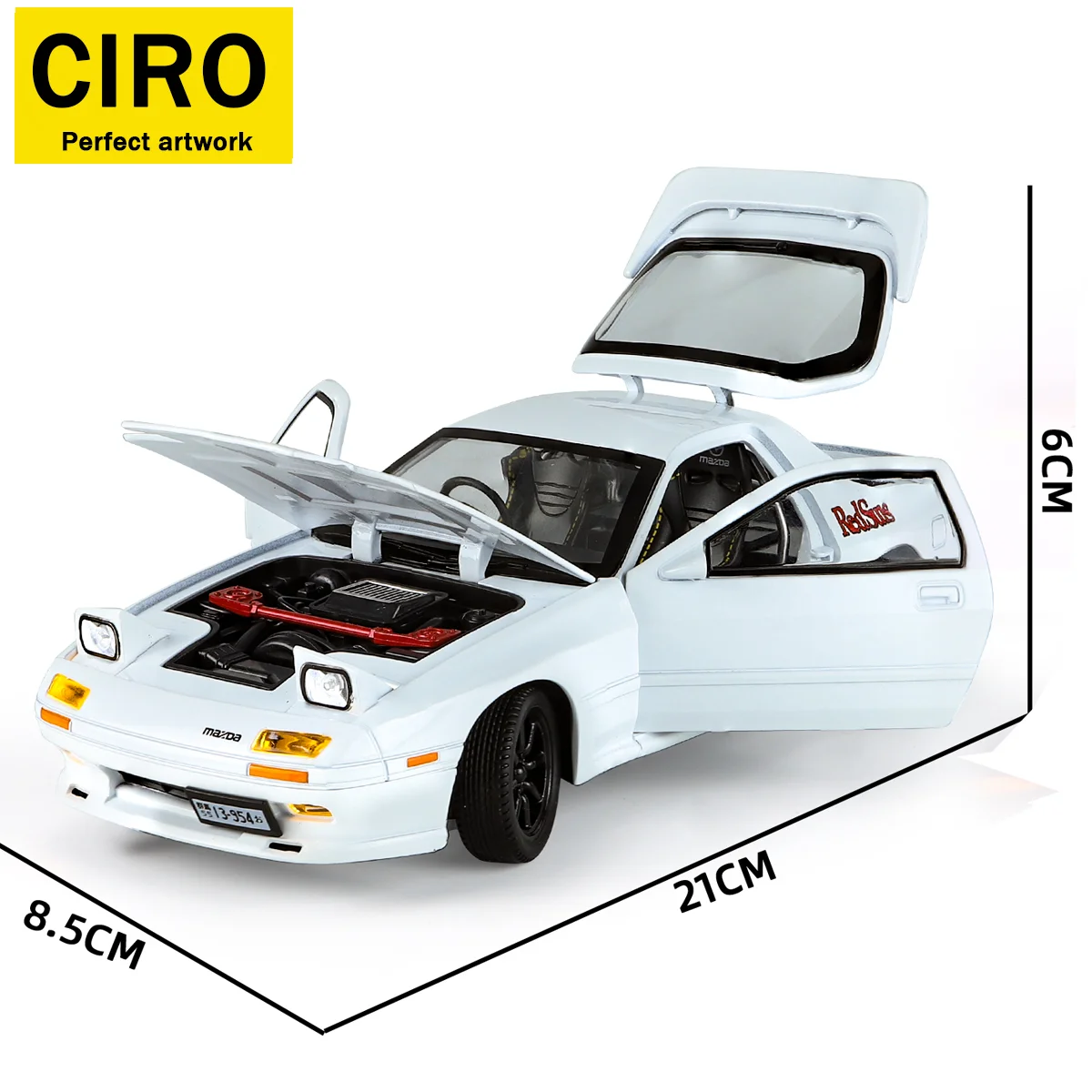 

Toy car, 1:24 Mazda RX7-FC car model, aluminum die-cast model, high-quality car model gift for boys.