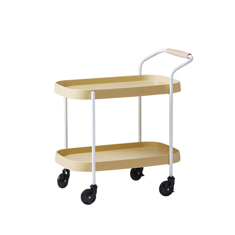 Light luxury small coffee table cart living room bedroom removable side cabinet corner table with wheels