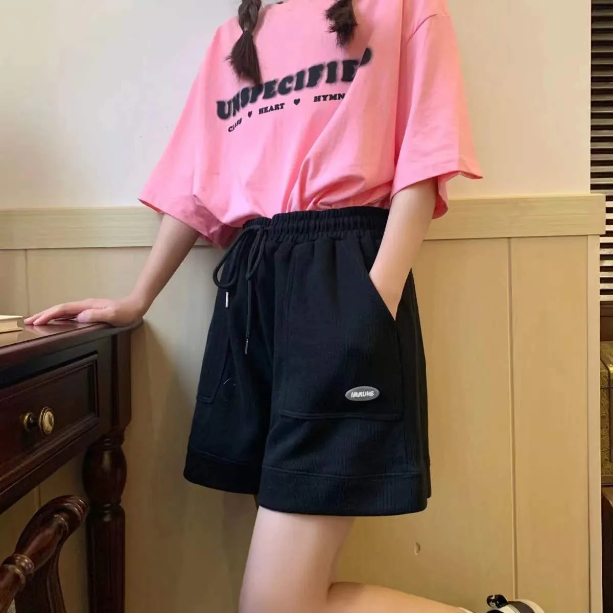 Summer High Waisted Casual Sports Shorts Women\'s New Loose Wide Leg Pants Fashionable Outdoor Drawstring Straight Leg Pants