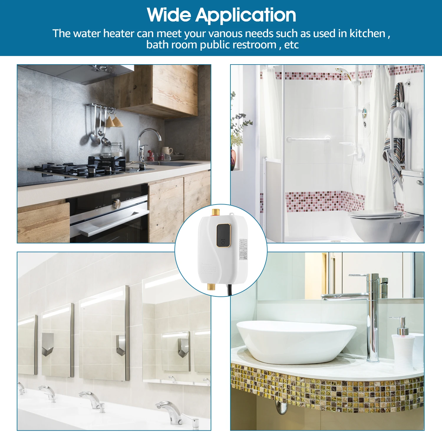 سخان مياه كهربائي بدون خزان دش ساخن فوري سخان المطبخ 110 فولت 3000 وات الولايات المتحدة