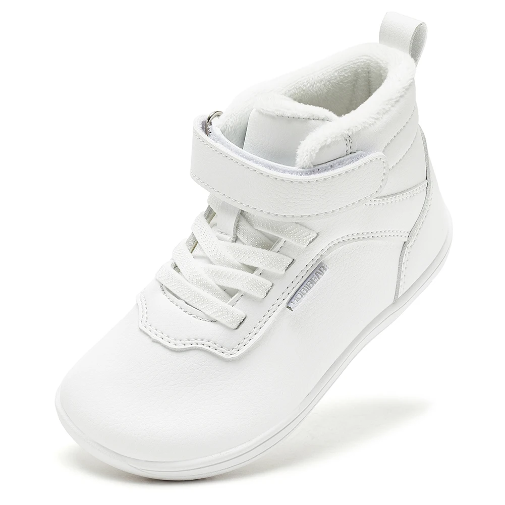 HOBIBEAR للجنسين الشتاء بيرفوت أحذية أطفال واسعة تو صندوق فو الفراء اصطف الكاحل أحذية رياضية الجلود الاصطناعية مطابقة الأسرة الأحذية