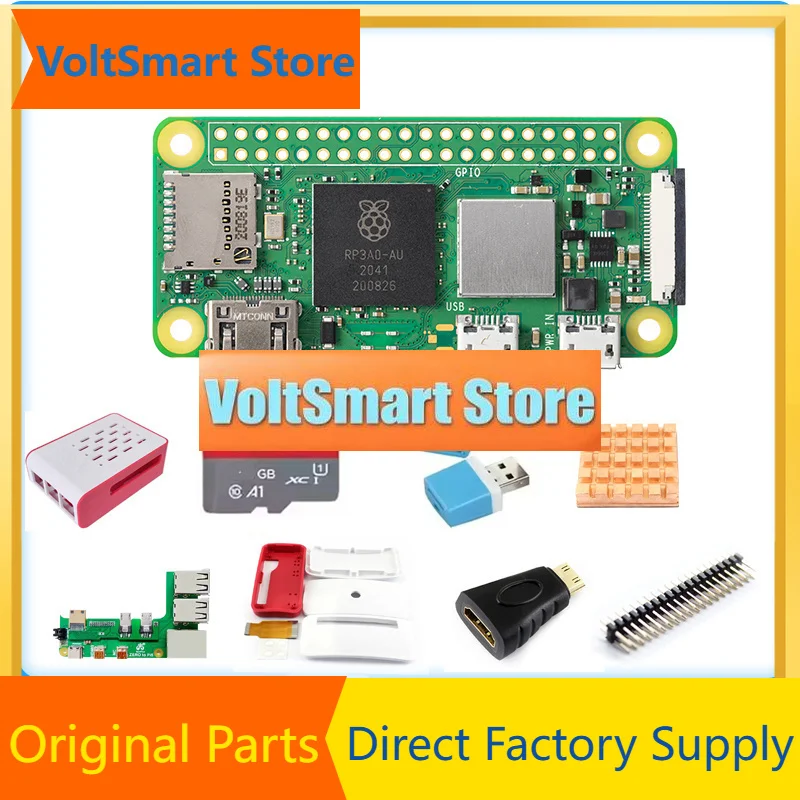 VoltSRaspberry Pi Zero 2W Optional Kit Zero 2W 3USB RJ45 Adapter Board+32GB SD Card+Card Reader+ Heat Sink+Case