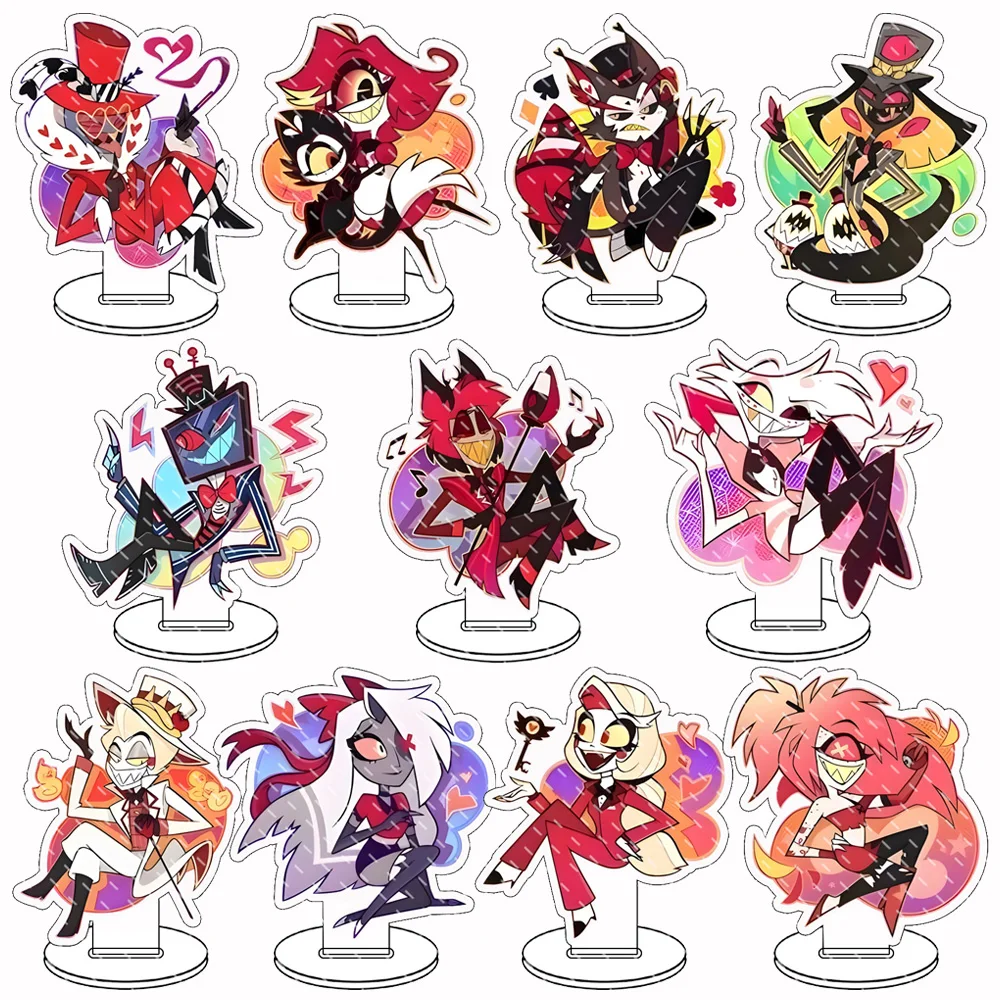 Anime Derivative Products Acrylic Stand Hazbin Hotel Character Personage Ornament Alastor Lucifer Collection Keychain 2Pc