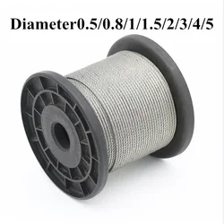 Steel wire rope with PVC Coated Flexible Soft Transparent Cable Lighting Curtain Cord Suspension ropes 0.5/ 1/2/3/4/5/6/8mm