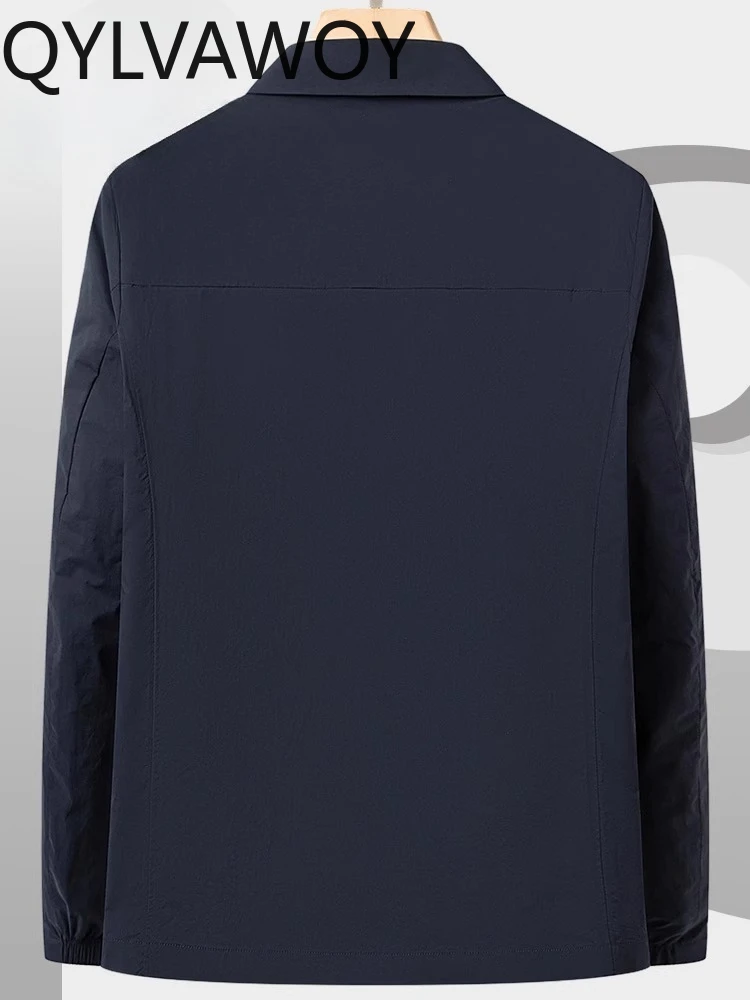 QYLVAWOY Spring Autumn Men's Thin Lapel Jacket Middle-Aged Casual Single-Layer Top Light Business Jacket Outerwear куртка LJ2803