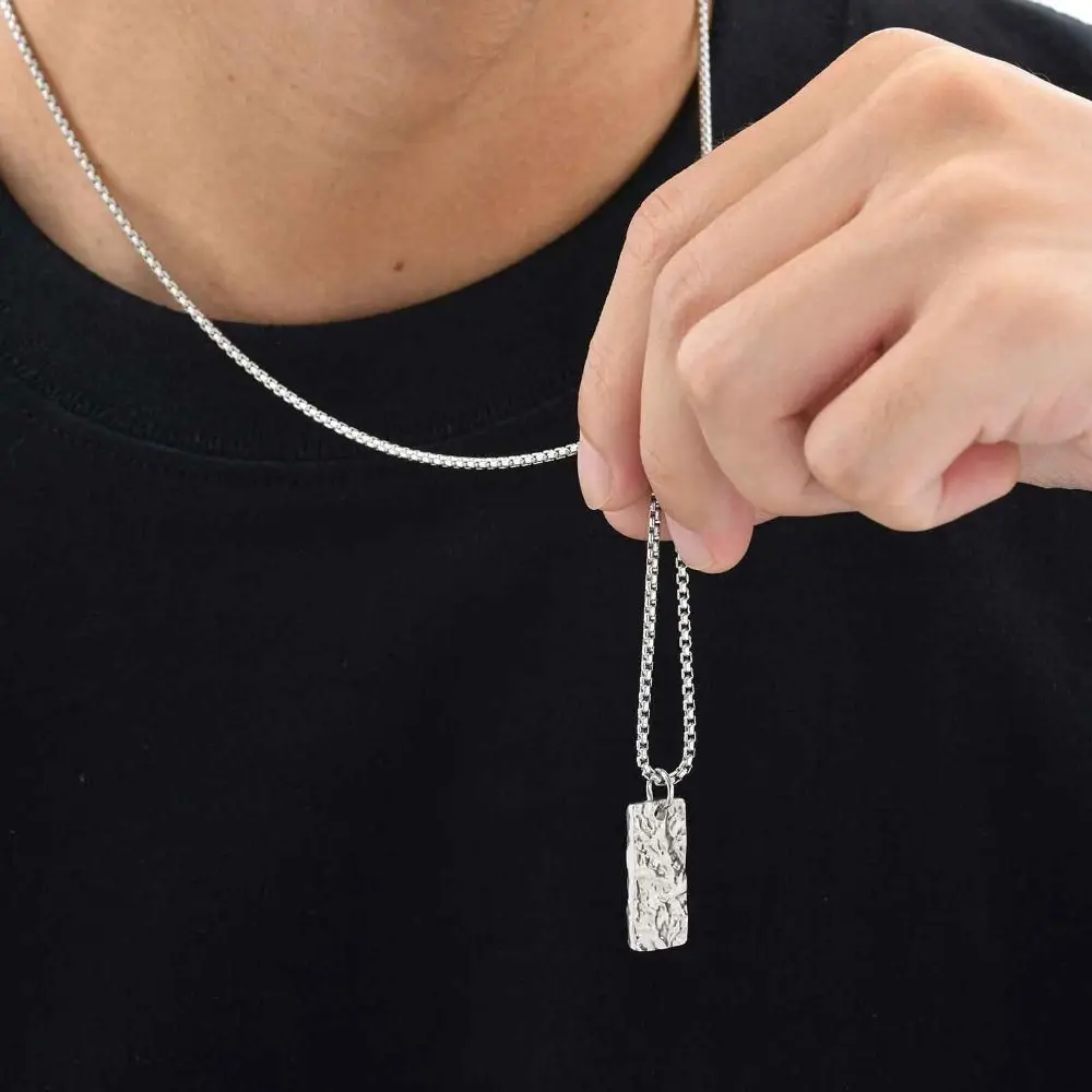 Stainless steel Geometric Pendant Pleated Design Wrinkle Texture Stainless Steel Minimalist Style Vintage Punk Jewelry